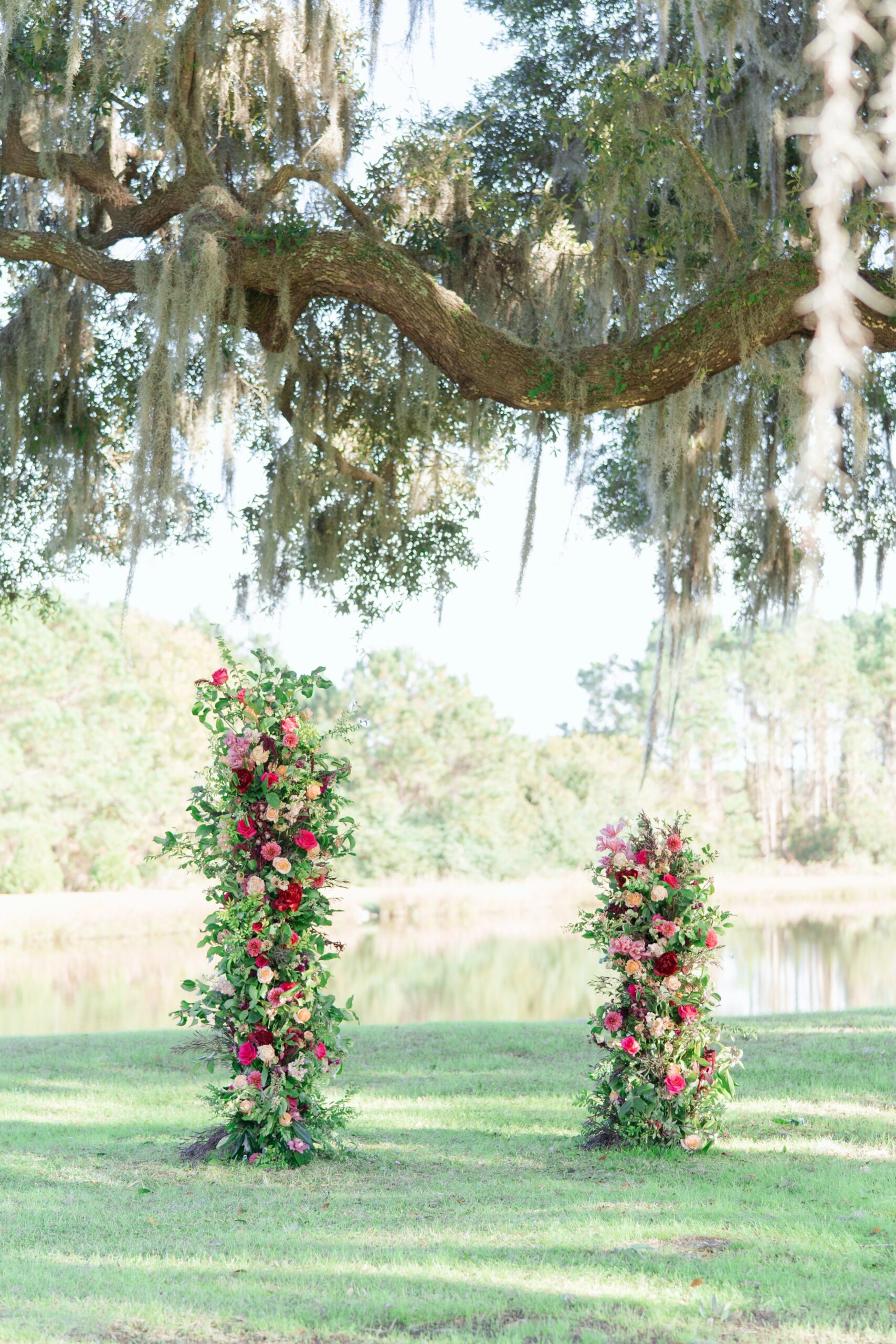 vibrant flowers at wingate place intimate wedding ceremony
