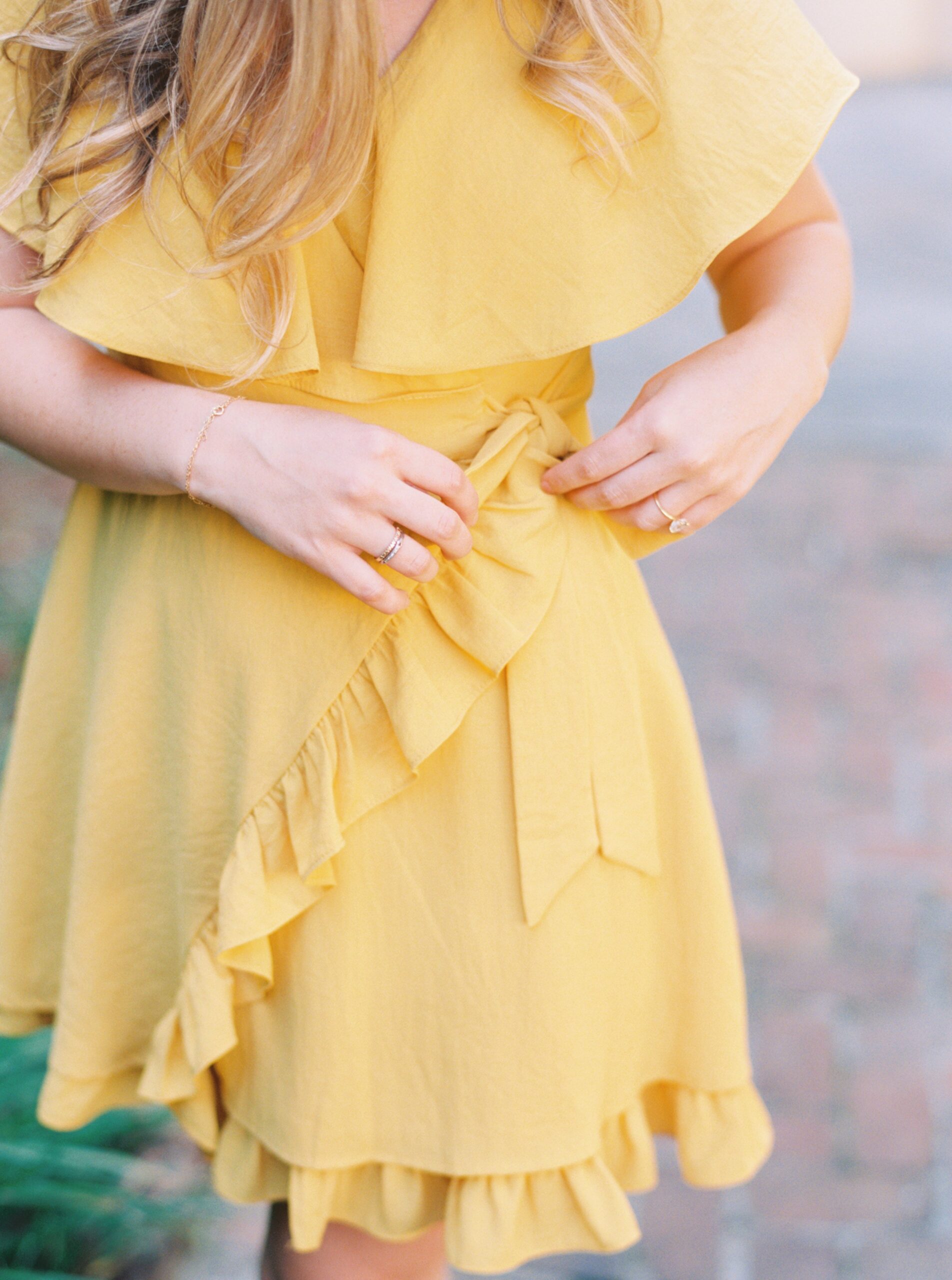 yellow dress bow detail