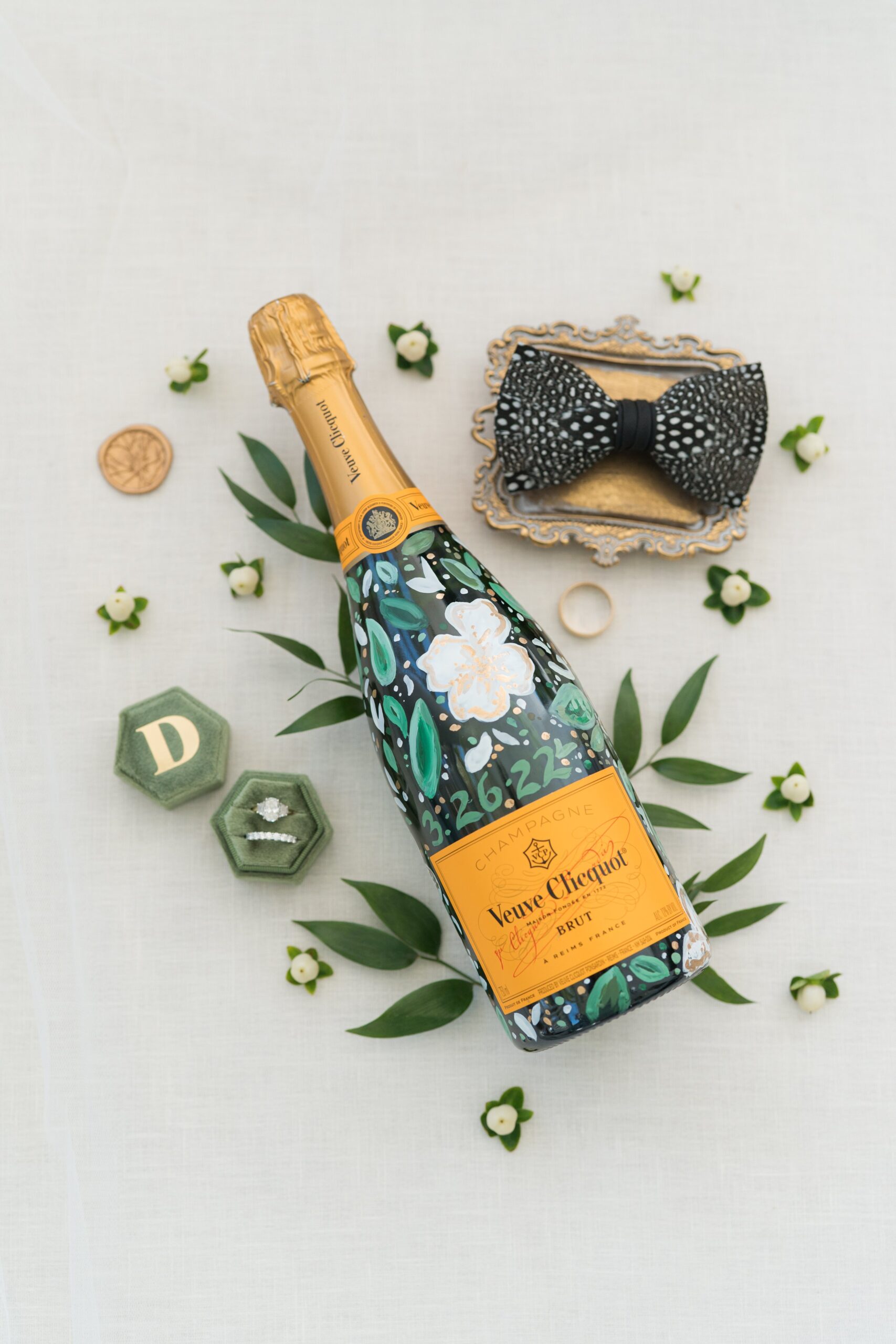 Custom Painted Veuve Clicquot Champagne Wedding Date