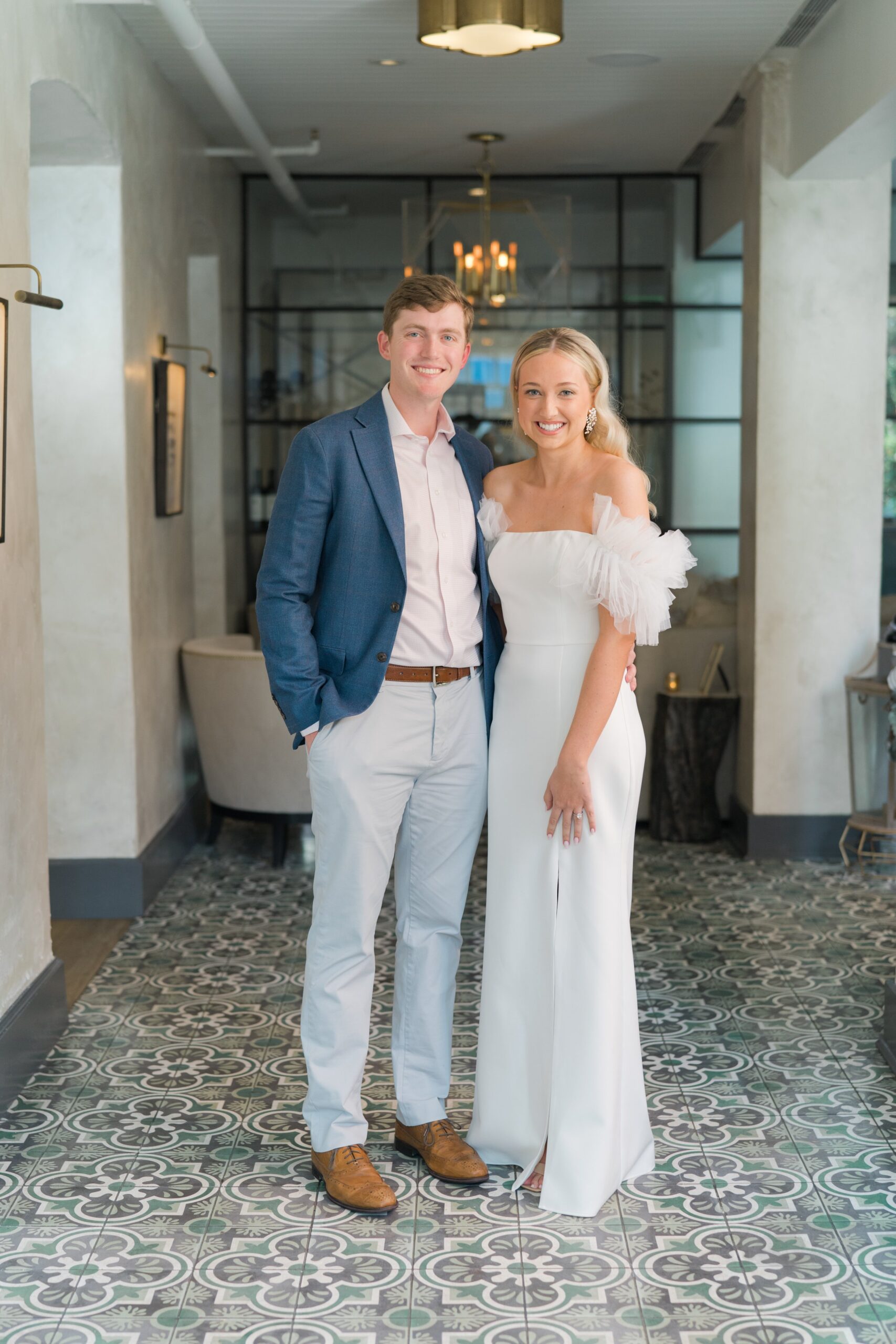 bride and groom charleston rehearsal dinner outfit ideas.