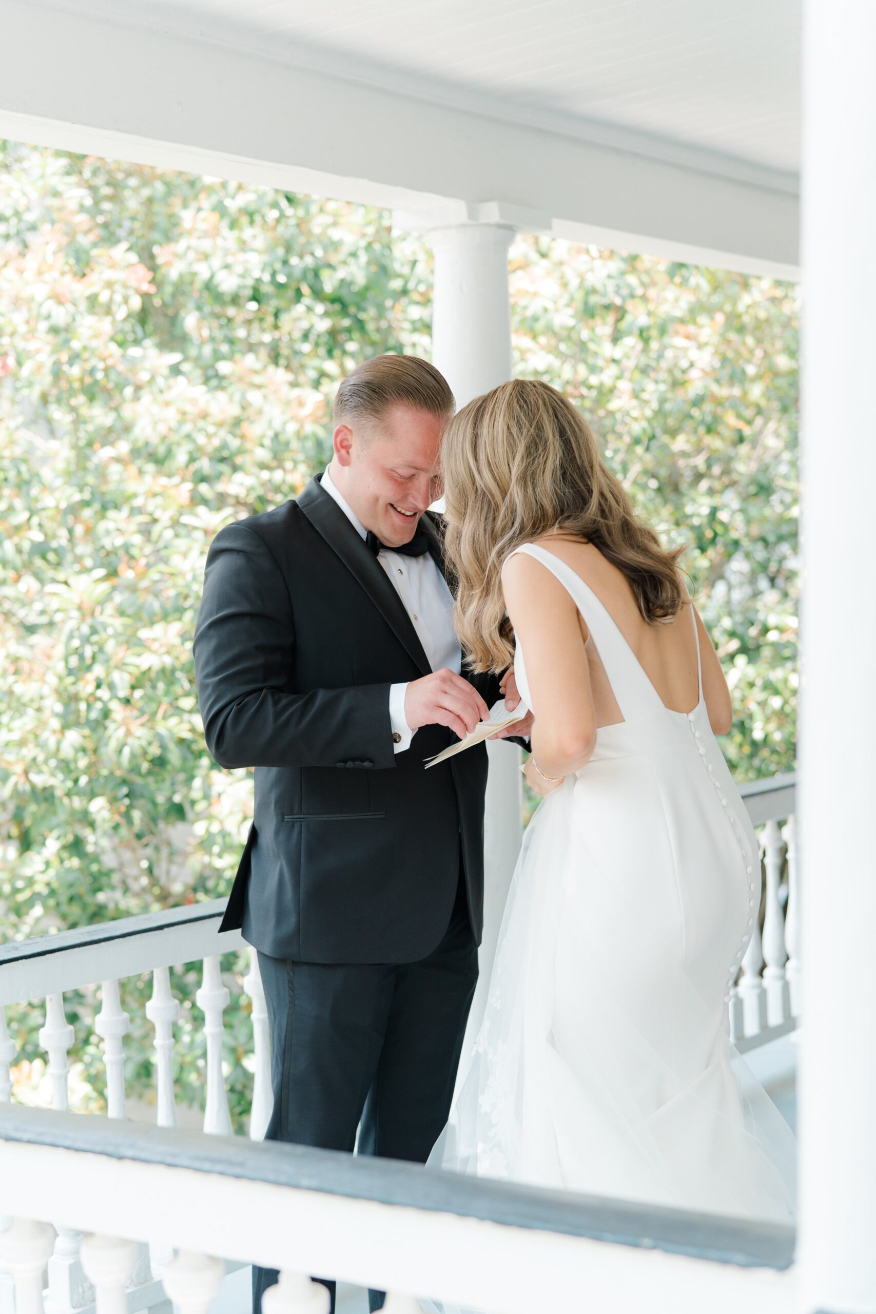 personal vows between bride and groom on morning of wedding.