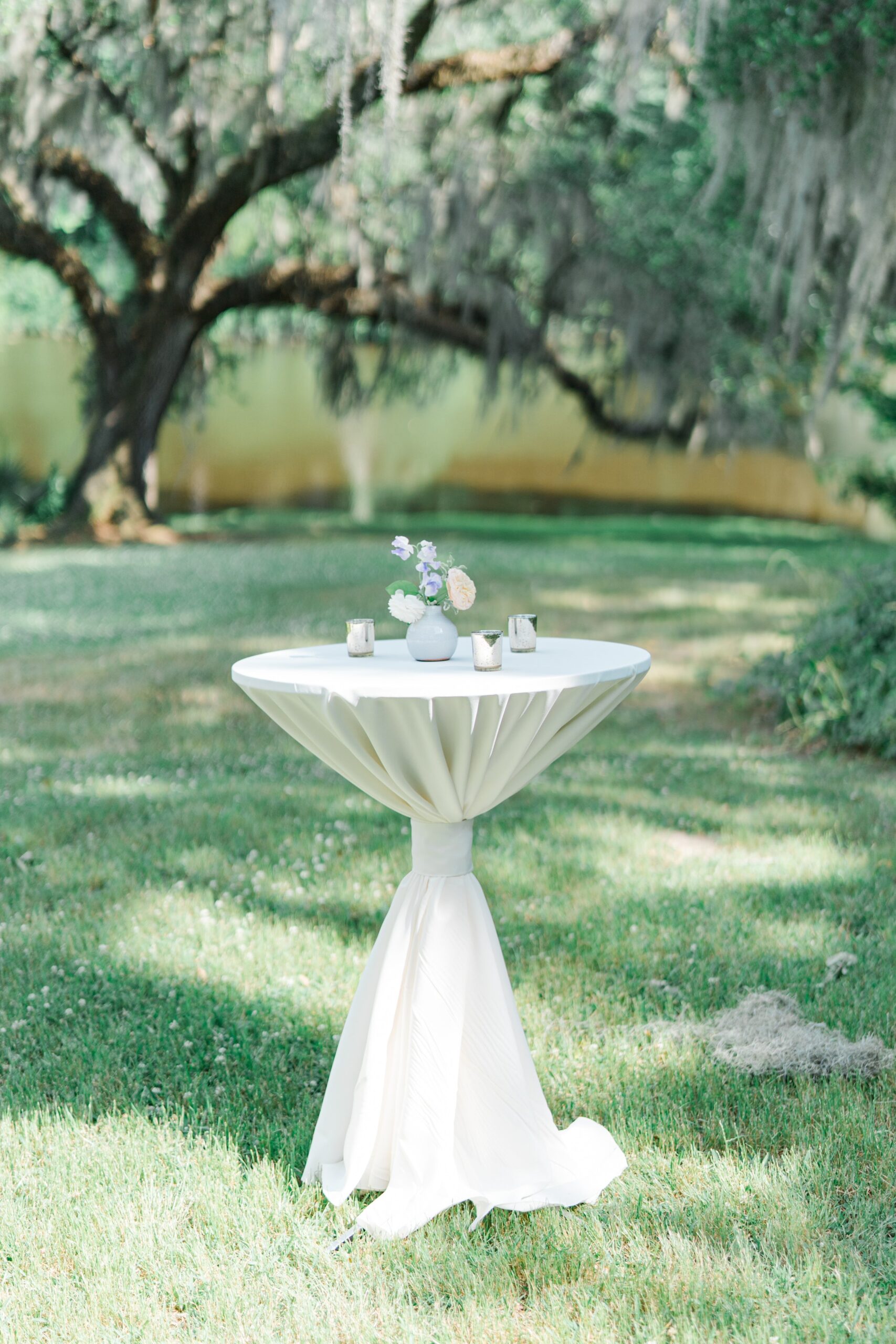 Crane pond cocktail hour. Charleston spring wedding at Middleton Place