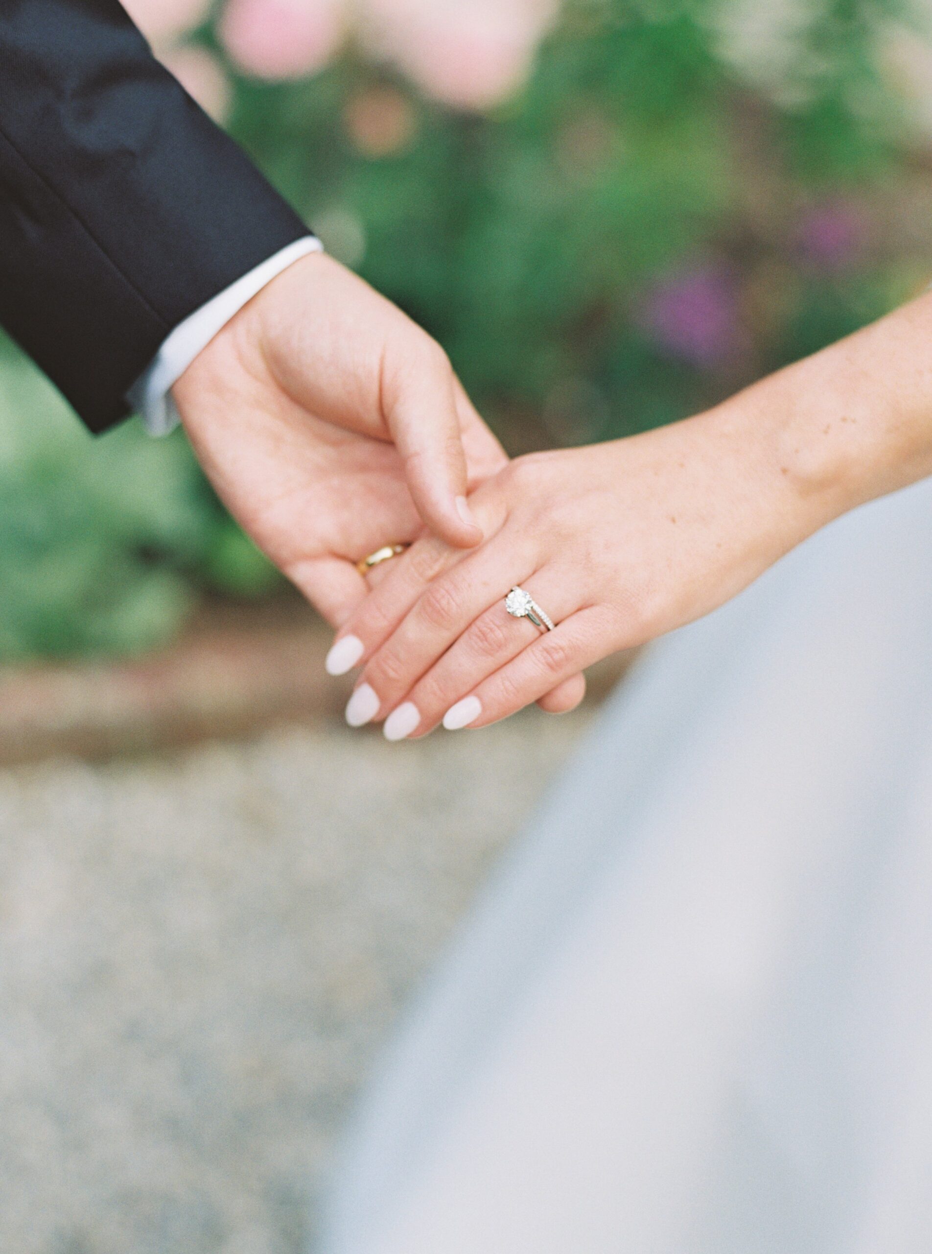 Newlywed wedding ring detail photo