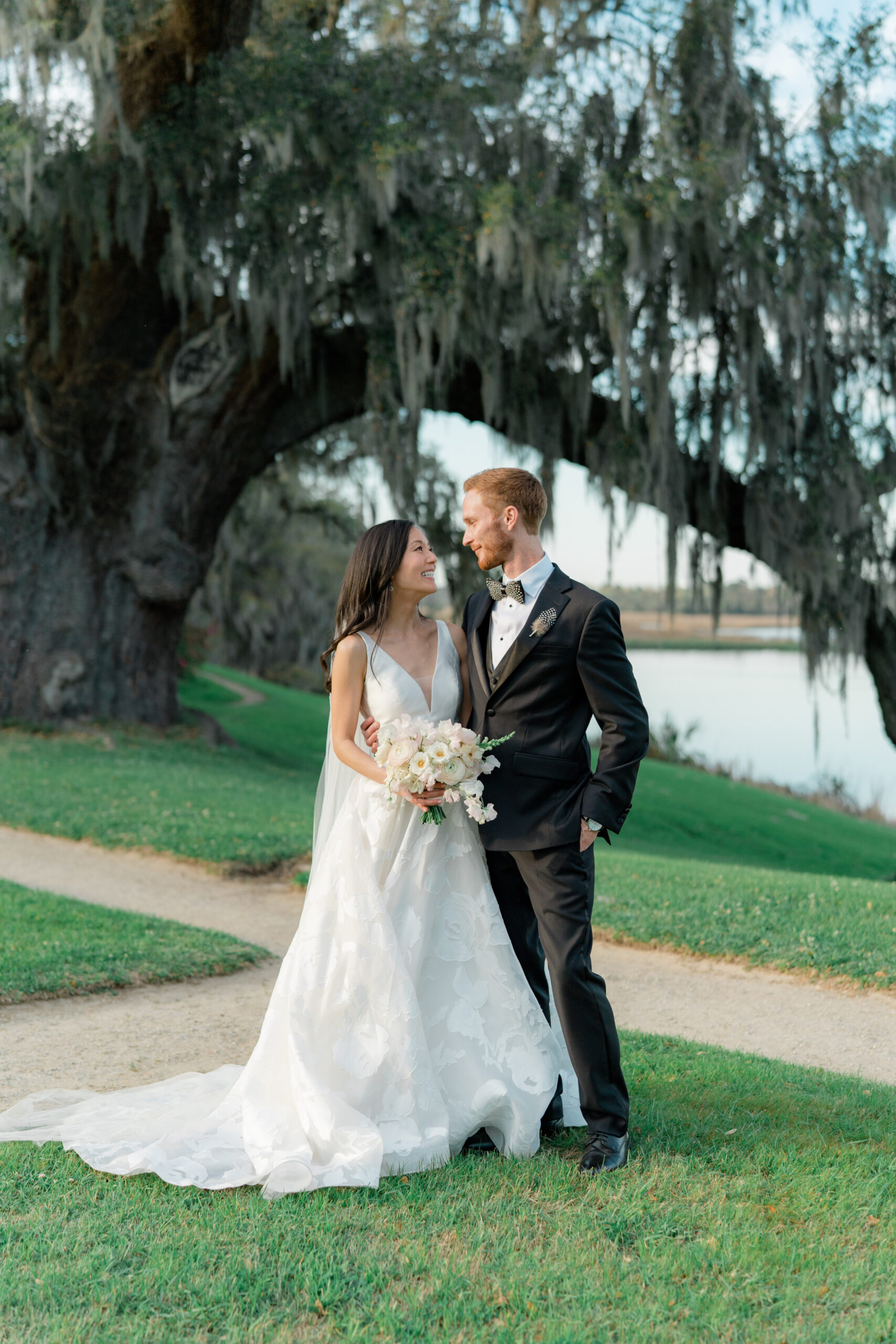 Bride and groom portrait at Middleton Place.