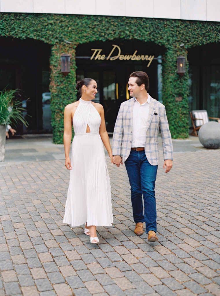 Spring wedding rehearsal dinner in downtown Charleston at the Dewberry Hotel.