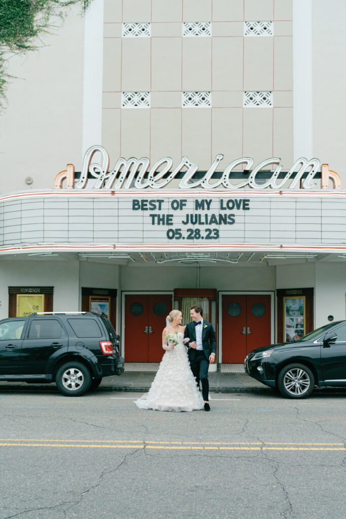 Charleston movie marquee for wedding.