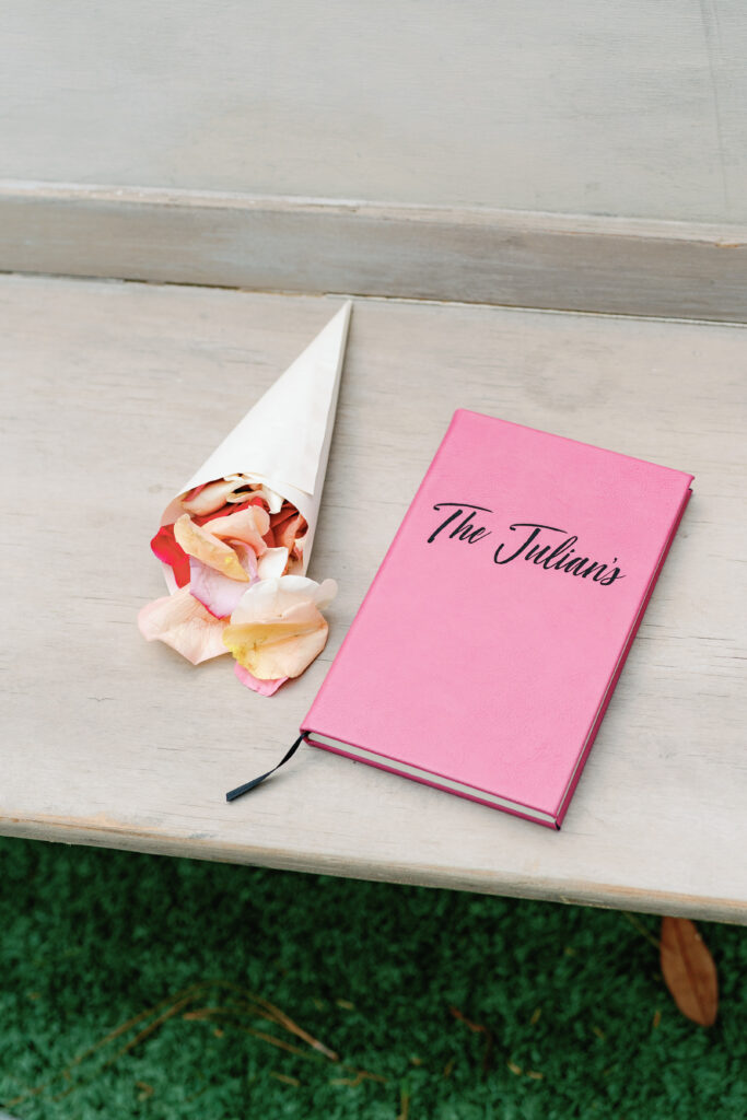 Pink wedding vow book. 