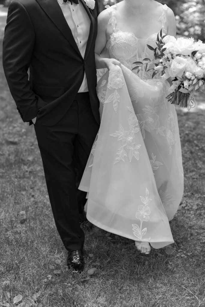 Black and white wedding day detail photo.