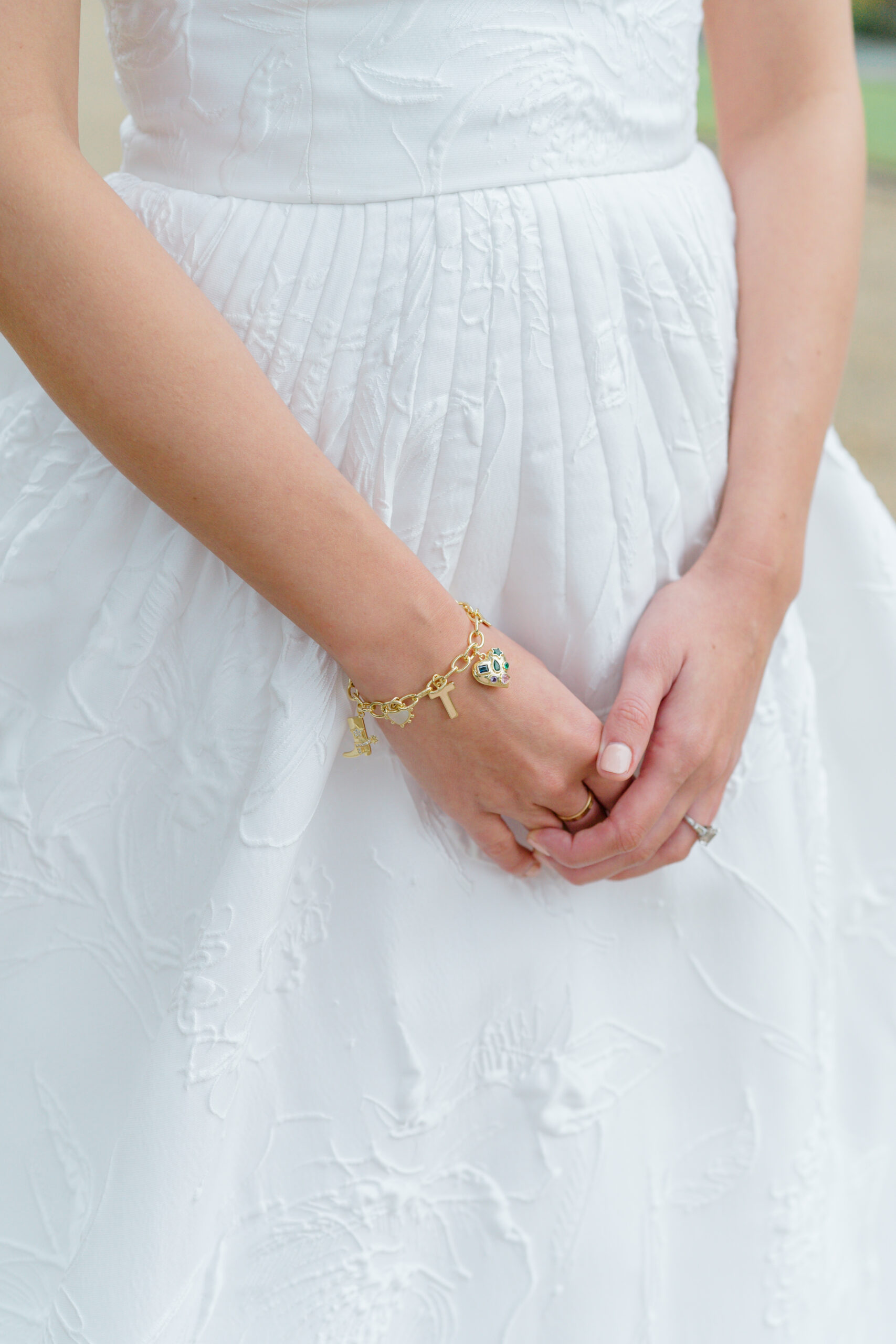 This bride made a custom charm bracelet on the morning of her wedding to wear during the day.