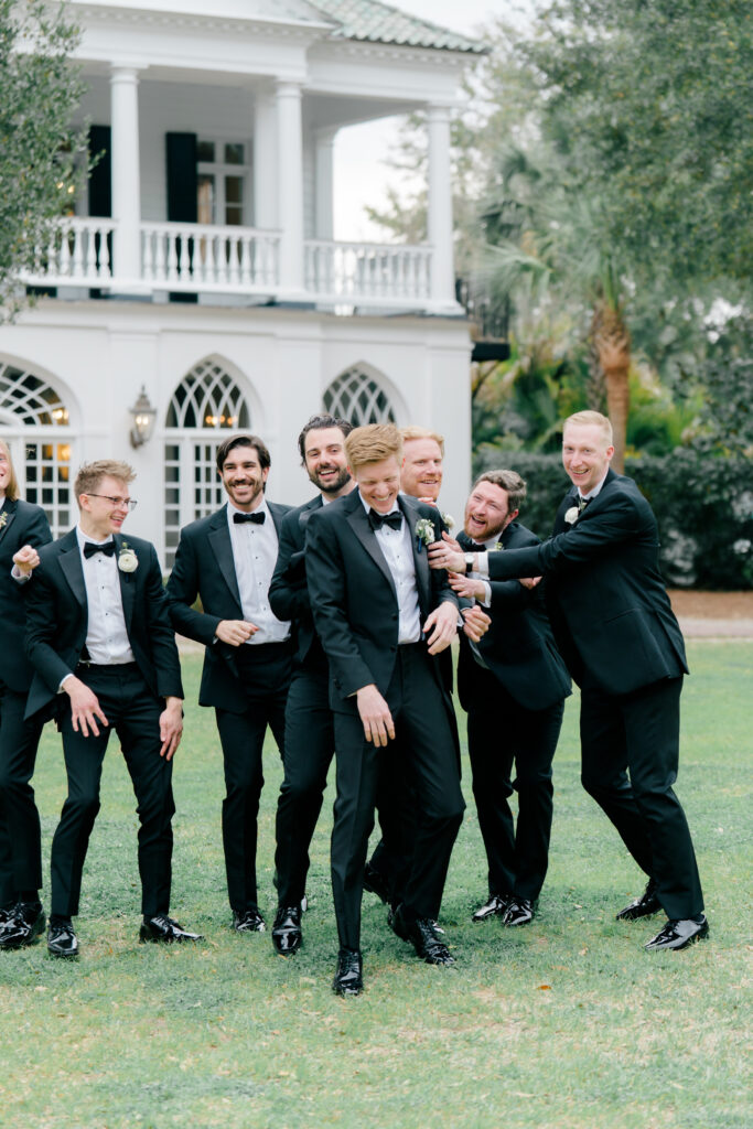 Fun motion photo of groomsmen. 