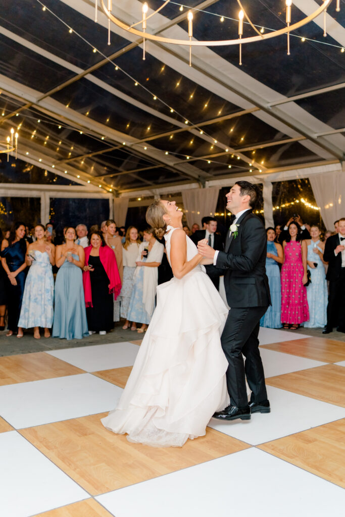 Bride and groom first dance at Lowndes Grove.