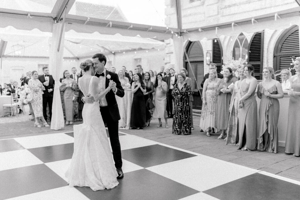 Black and white wedding first dance. Kailee DiMeglio Photography. 