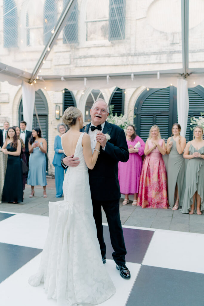 Bride has dance with her grandfather at wedding.