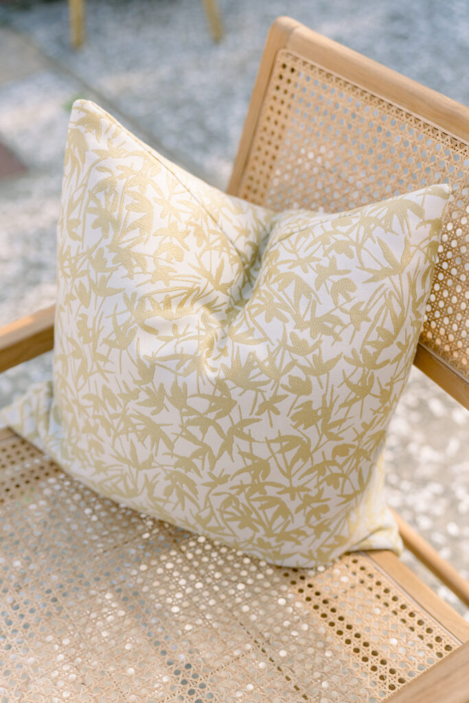 Leaf pattern throw pillow. Charleston spring wedding design. 