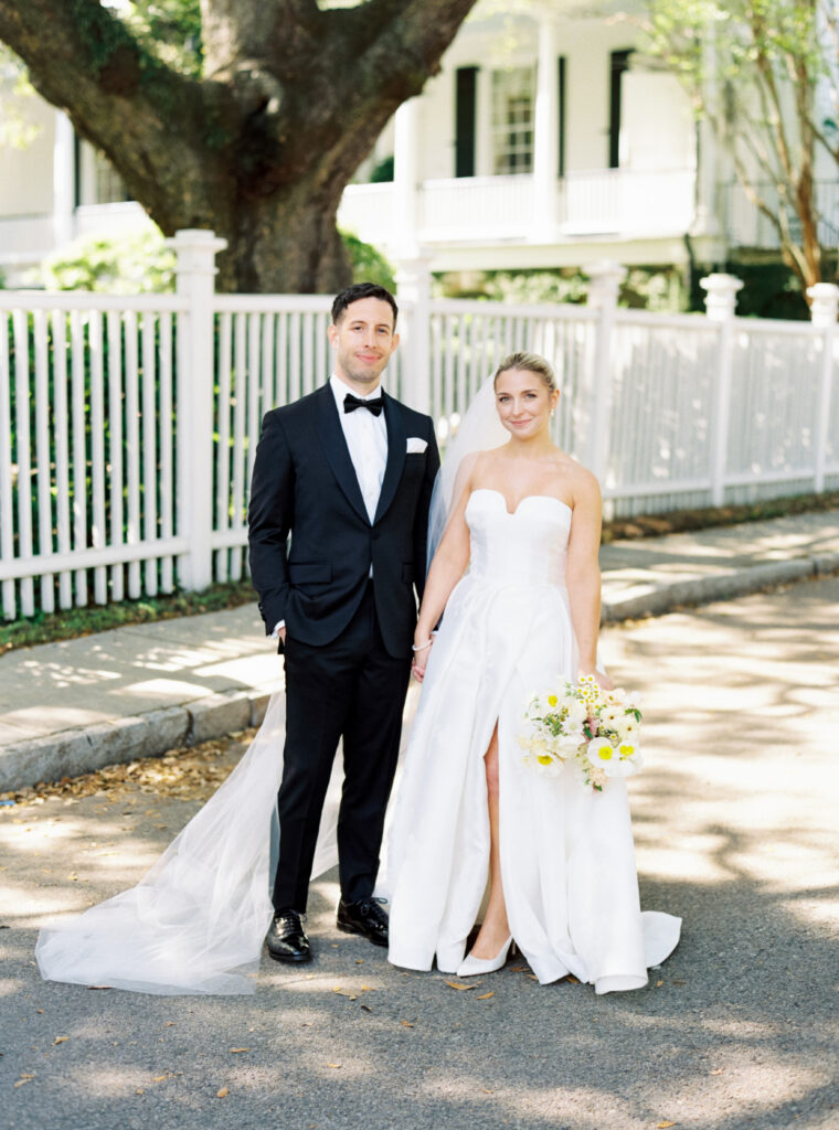 Bride and groom film portrait. Charleston spring destination wedding. 