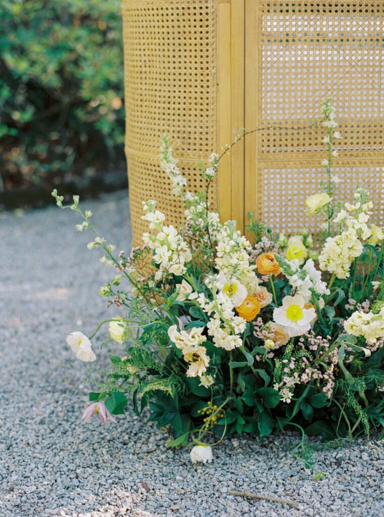 Spring flowers in front of the bar. 