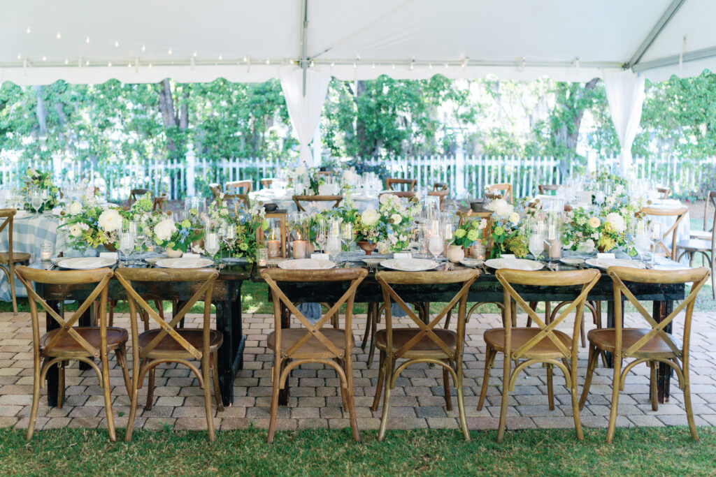 Head table at spring rehearsal dinner. 