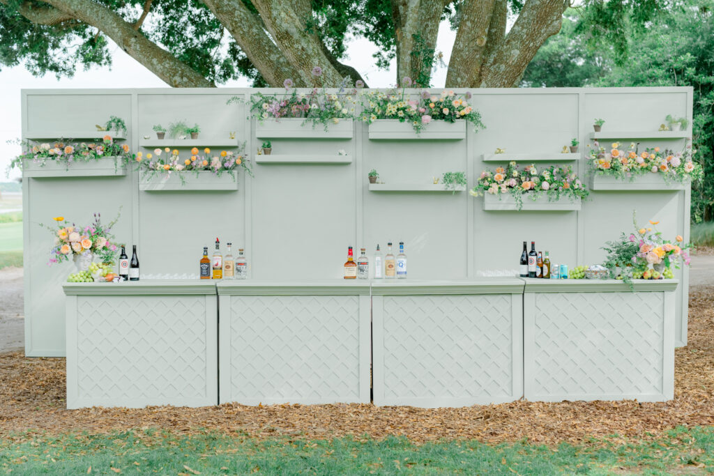 Light green custom wedding bar. 