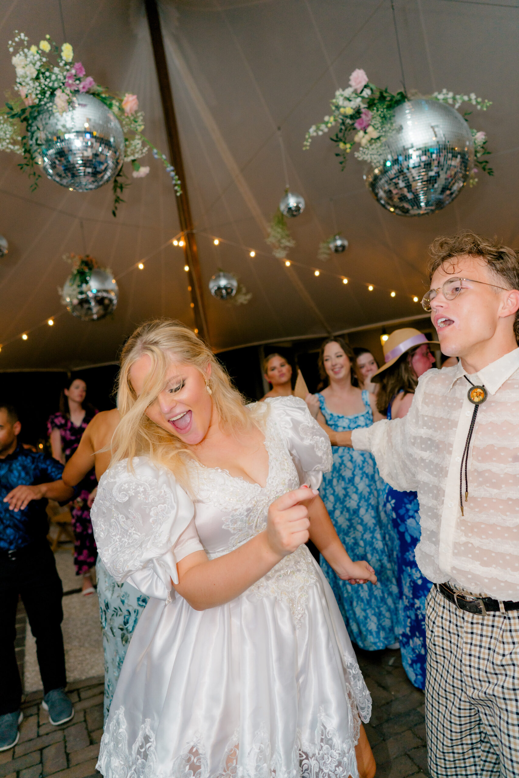 Bride and groom on the dance floor. 