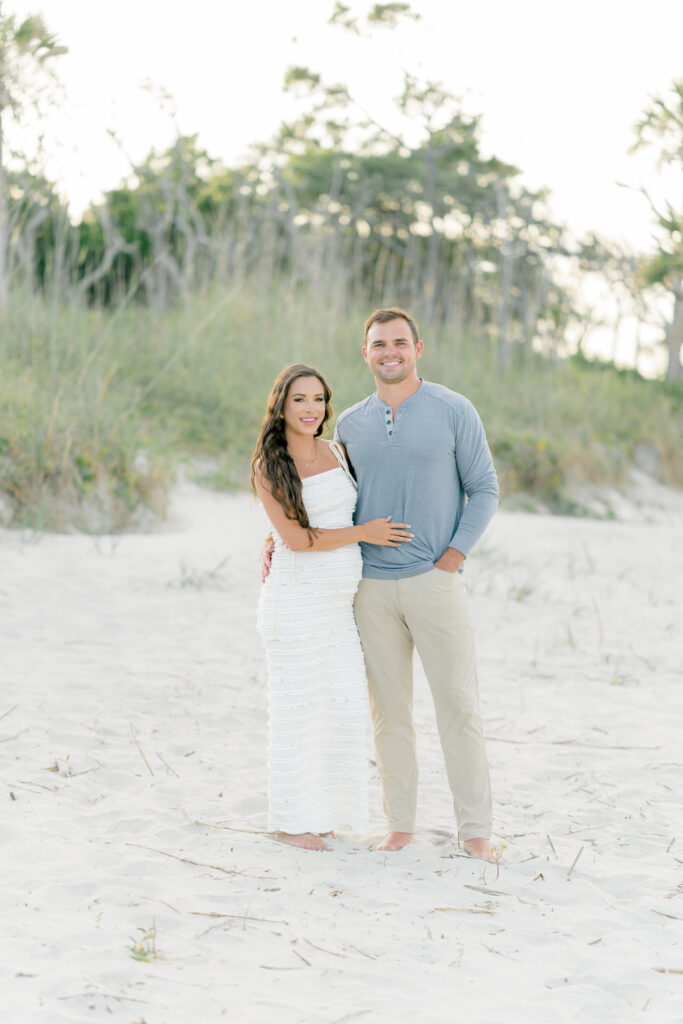 Beach portrait during folly beach maternity session. 