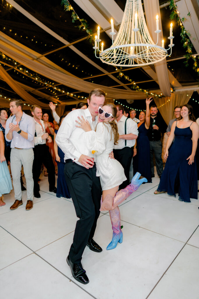 Late night on the dance floor with the bride and groom. 