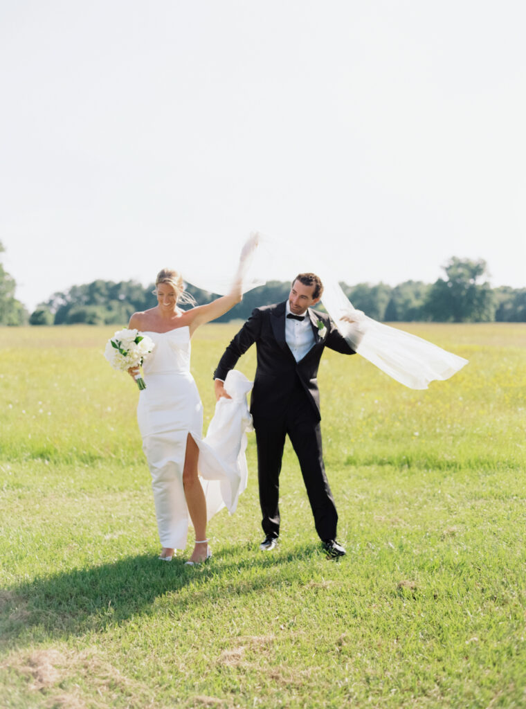 Groom gets tangled in the bride's veil. 
