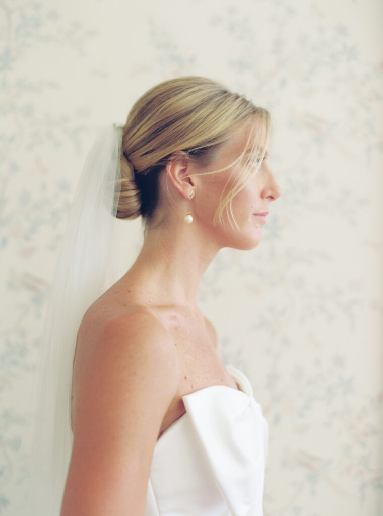 Charleston film wedding photographer. Blonde bride with cute wallpaper. 