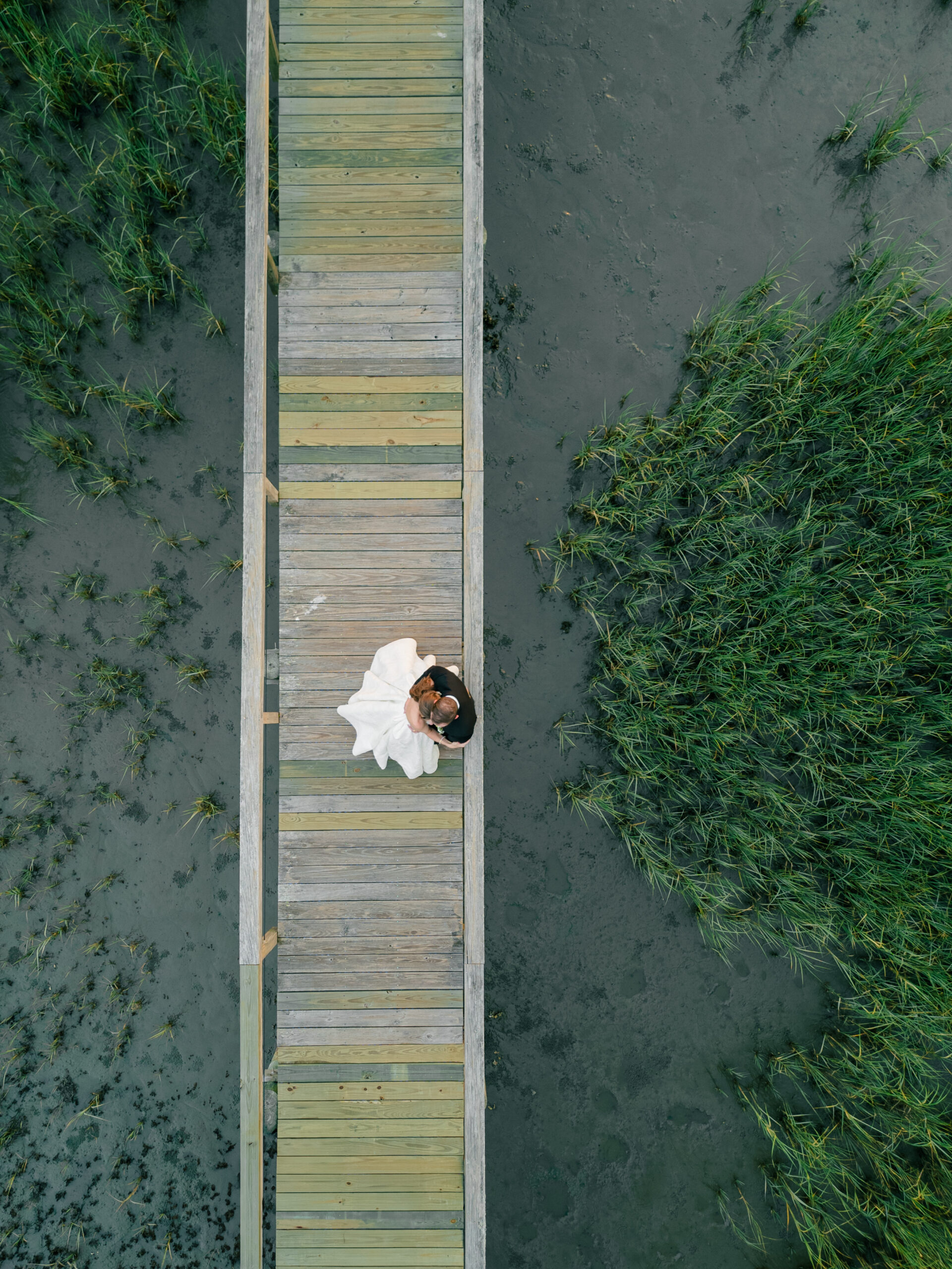 Drone portraits on the dock at Lowndes Grove. 