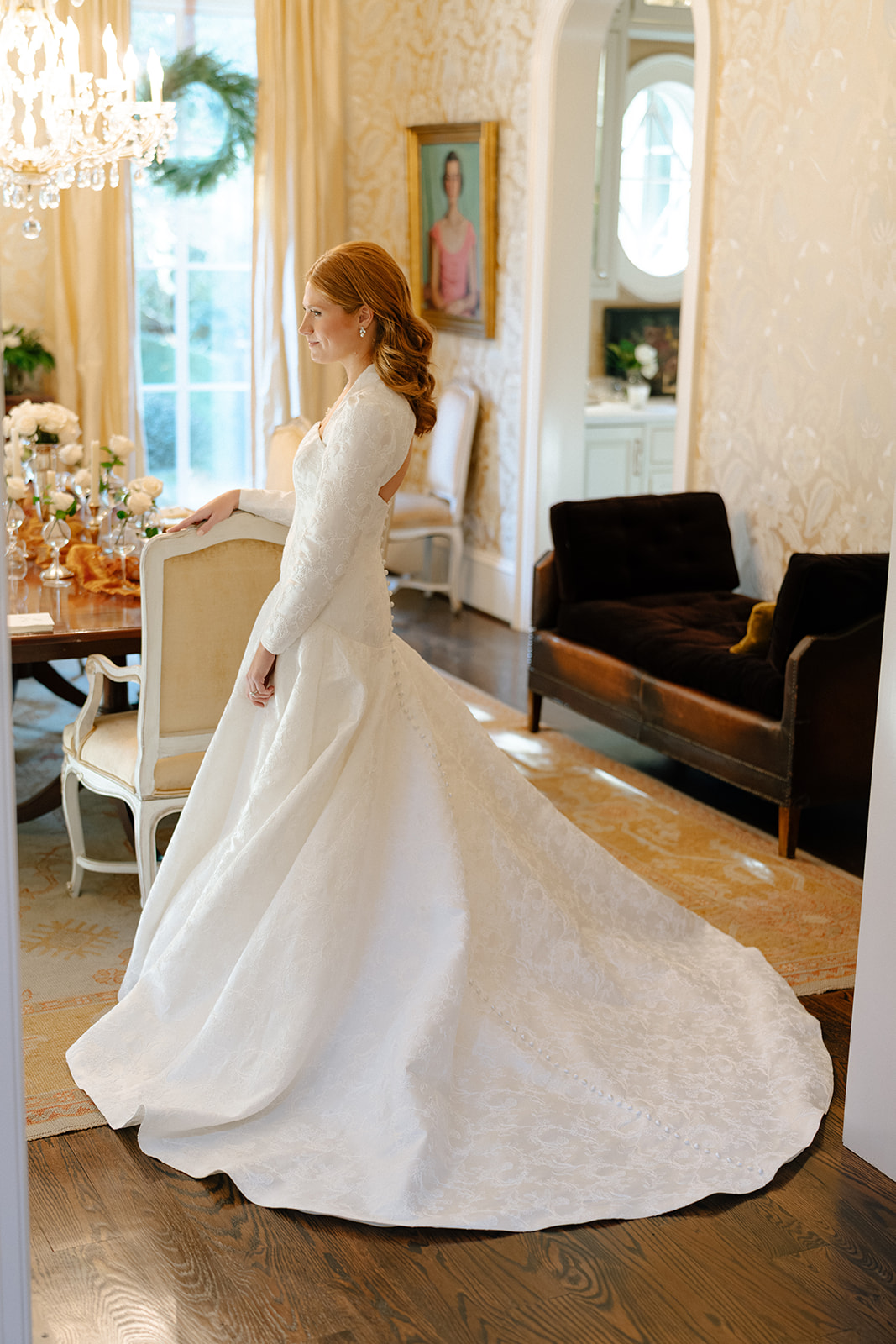 bridal portraits in her parents home. Columbia wedding.