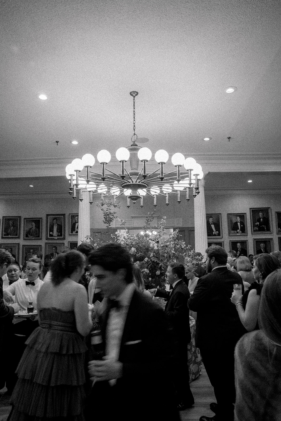 cocktail hour on the first floor at hibernian hall. candid guest photo