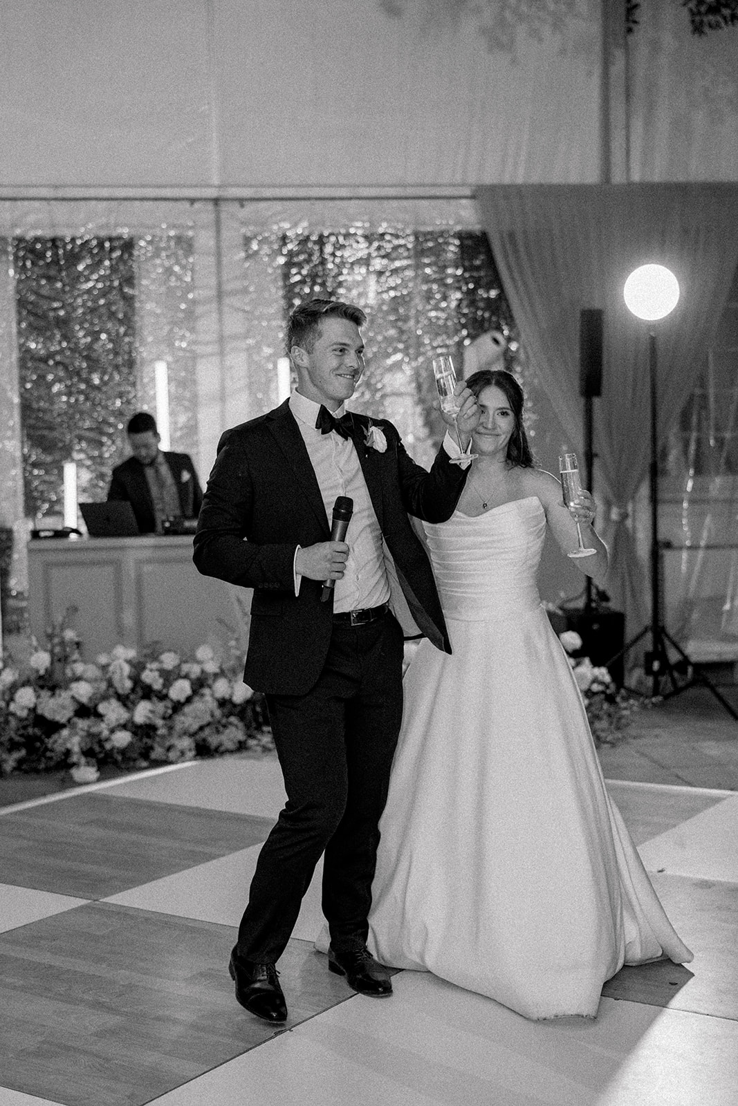 Bride and groom welcome toast. 