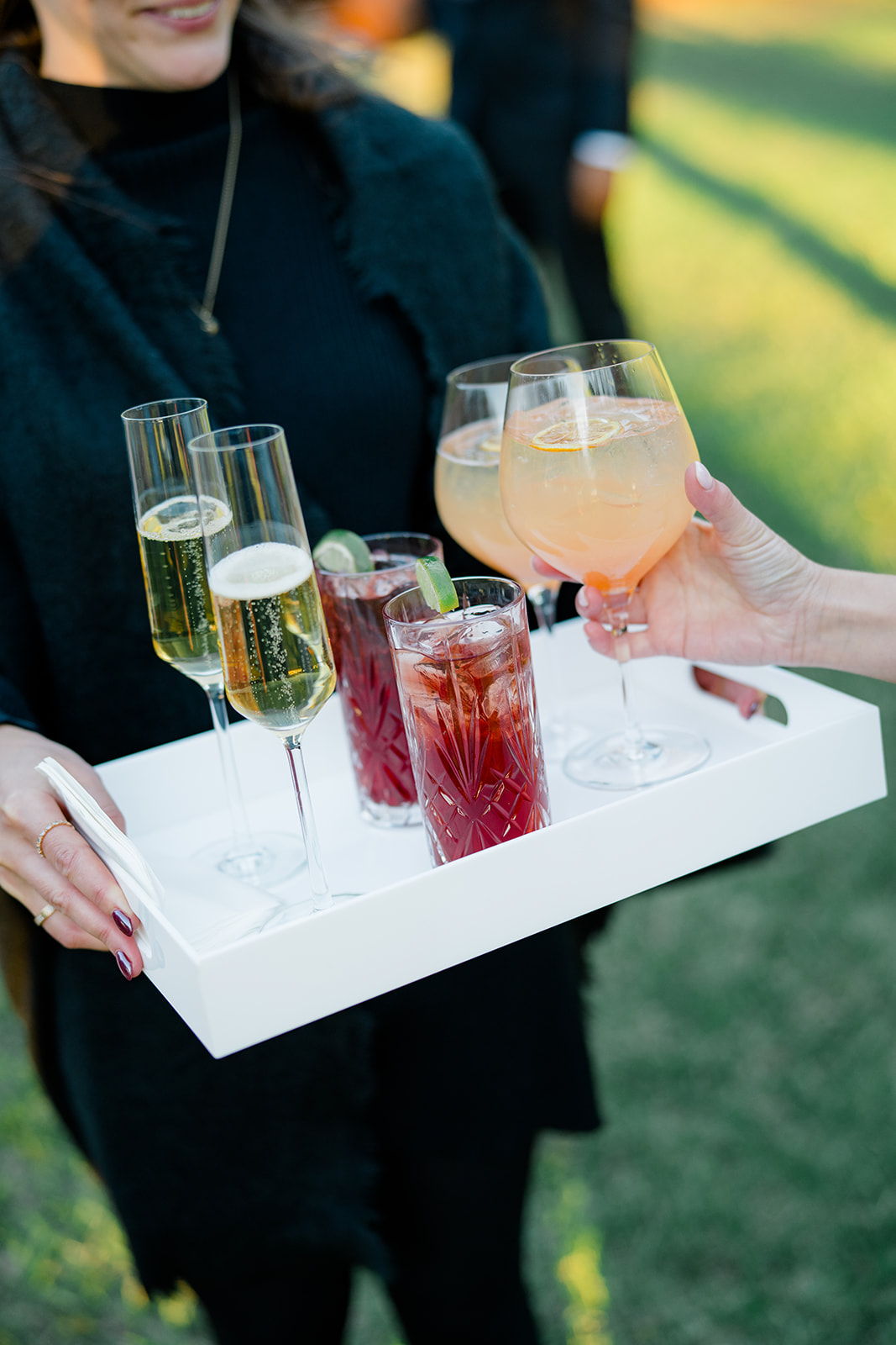 Post wedding ceremony cocktails on the lawn. 