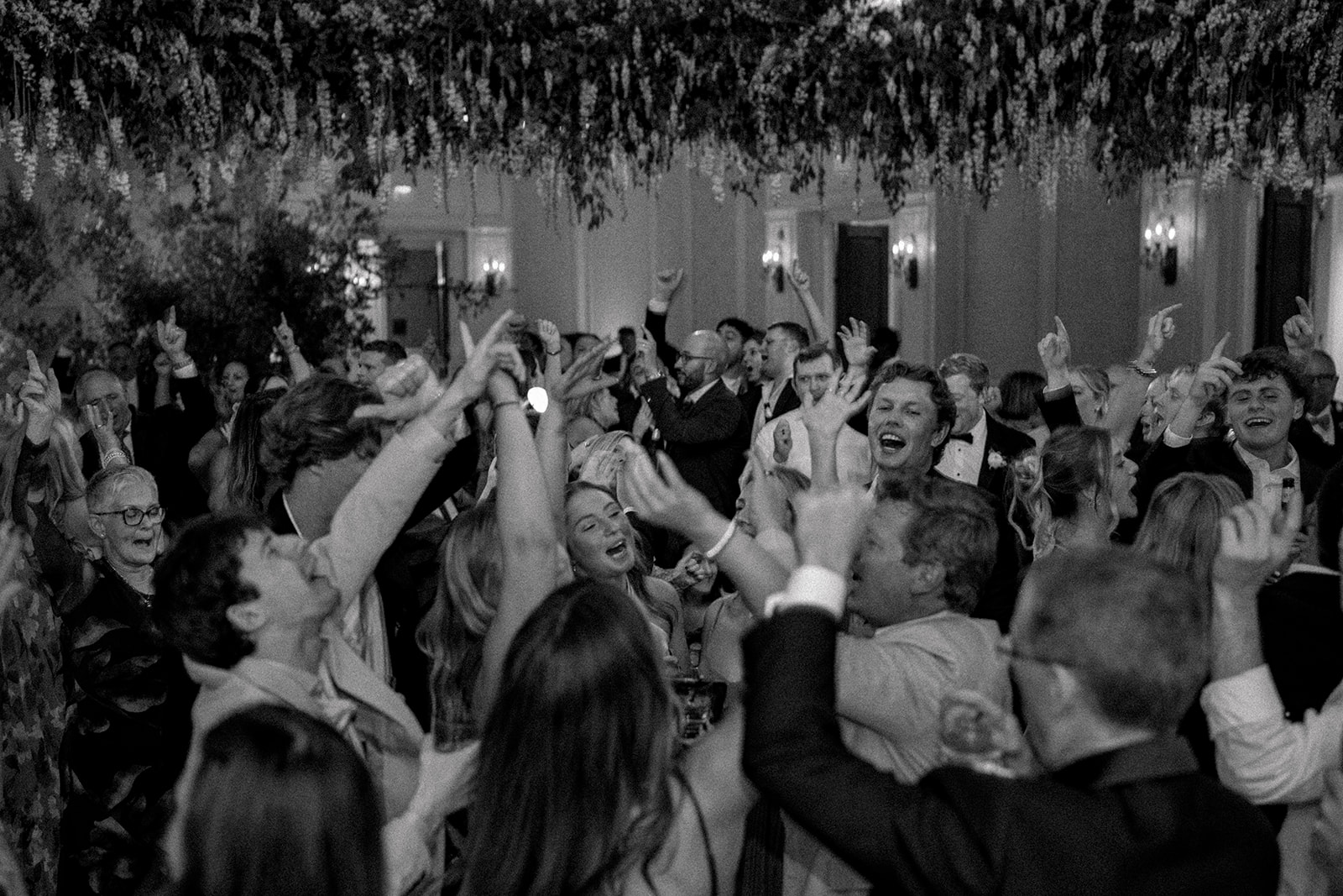 Everyone singing along on the dance floor at Kiawah Island Wedding. 