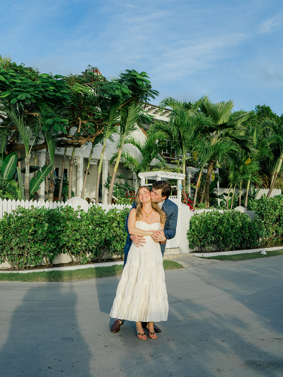 Bride and groom portrait before wedding rehearsal dinner. 