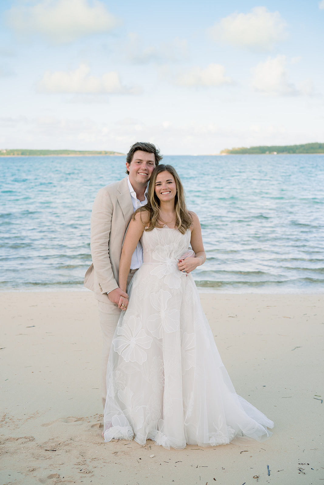 Blue hour newlywed photos on the beach in the Bahamas. 
