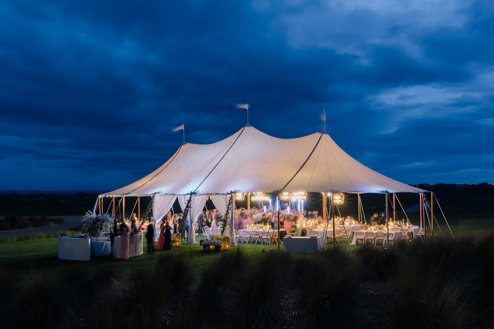 Ocean Course tented wedding reception. 