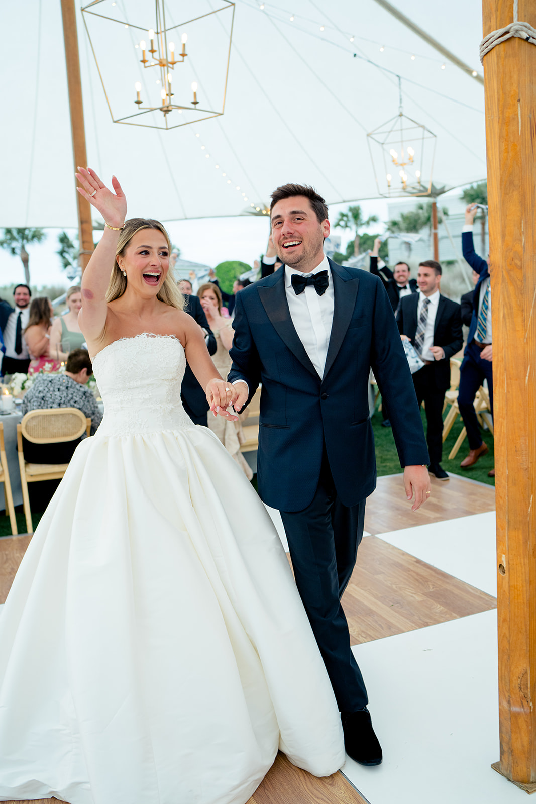 Bride and groom on the dance floor before first dance. Kiawah Spring Wedding. 
