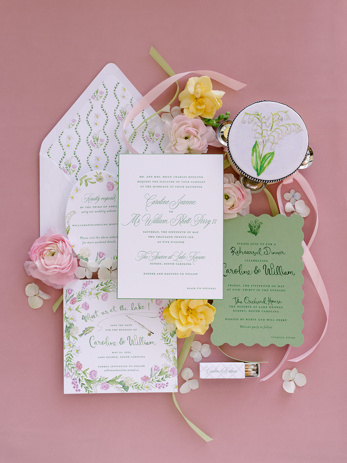 Spring Lake Keowee destination wedding invitation 